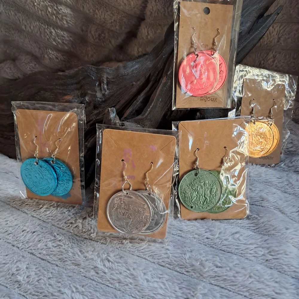 Silver Cartoon Kaleidoscope Earrings - Picture 3 of 3